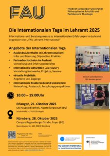 Zum Artikel "FAU Internationale Tage im Lehramt 2025 – Informations-und Beratungsmesse zu internationalen Erfahrungen im Lehramt"